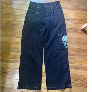Romwe Gothic Black Skull Cargo Pants – Size M, Streetwear Vibe